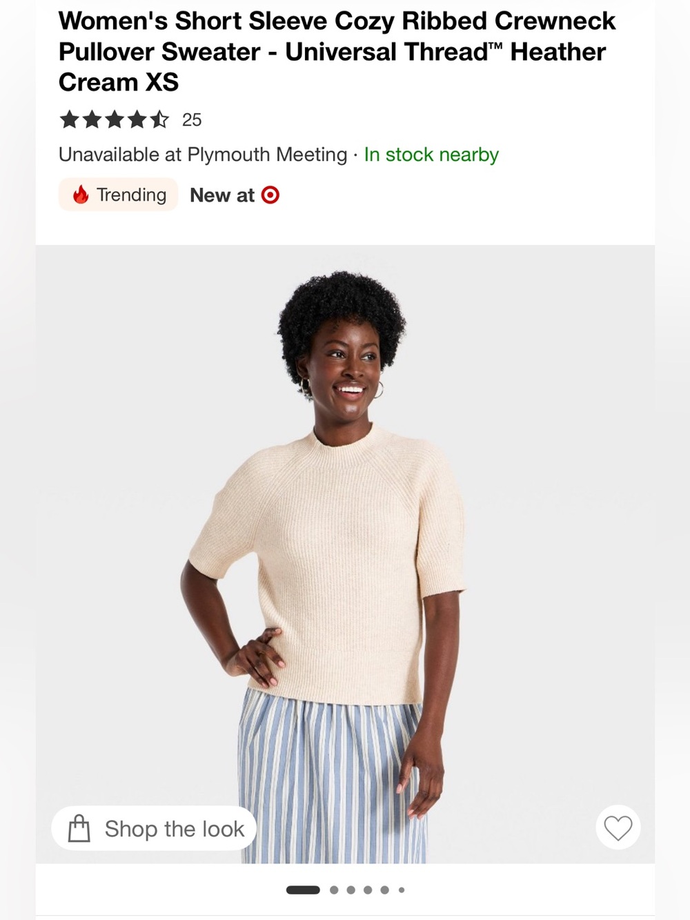 NWT Women's Short Sleeve Cozy Ribbed Crewneck